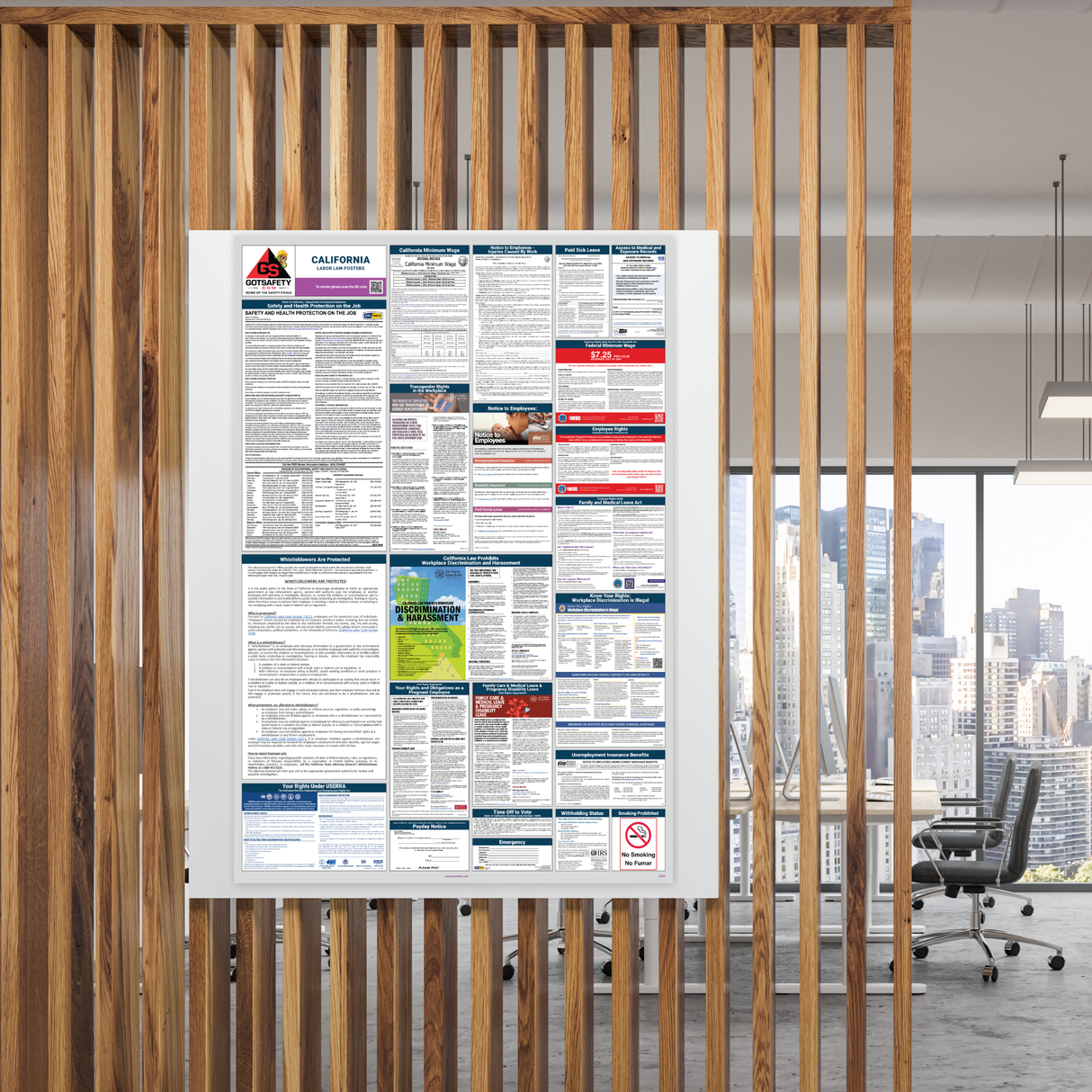 2027 California labor law poster displayed on a workplace office wall