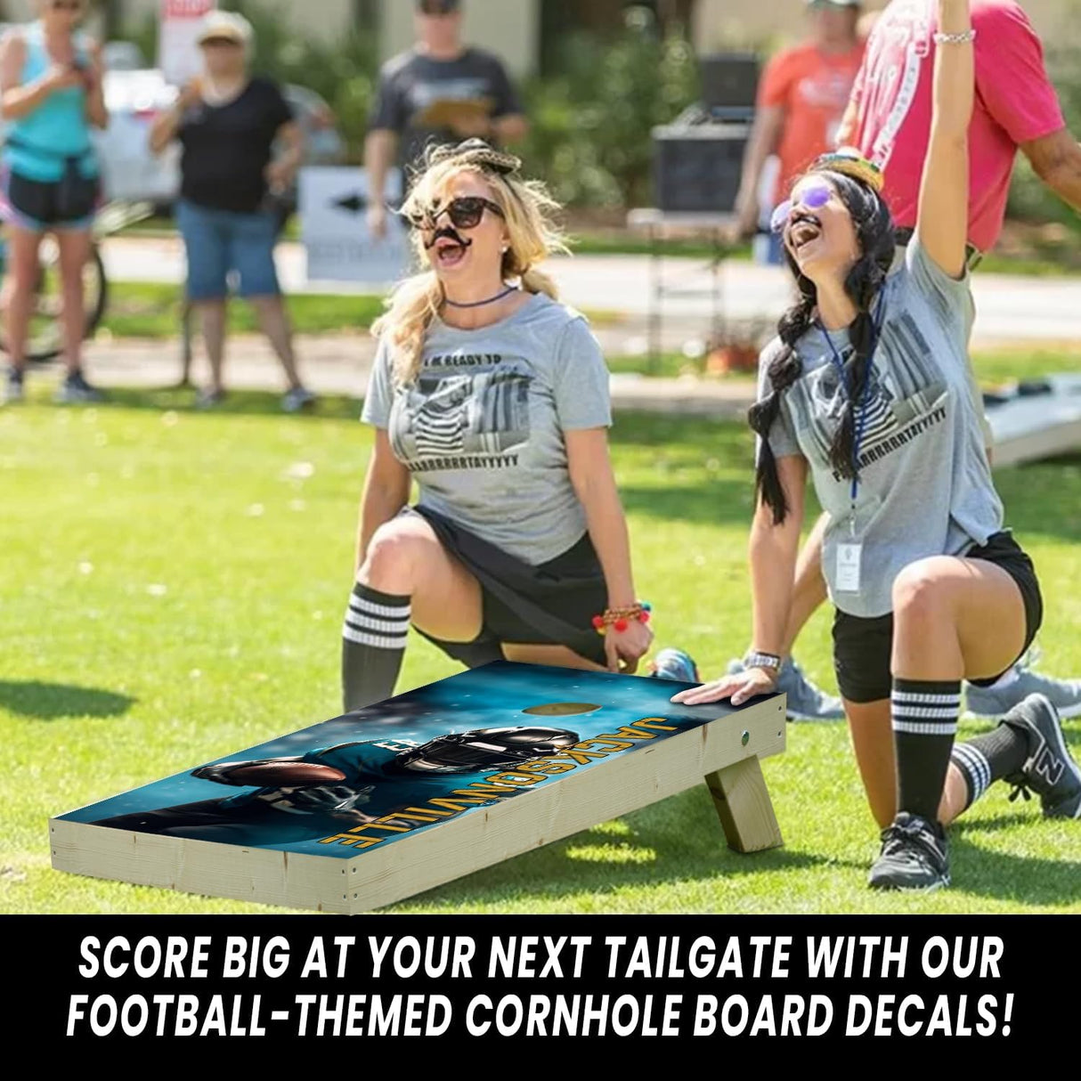 Jacksonville Football Team Cornhole Decal, Cornhole Board Vinyl Wraps Only - Easy to Apply Adhesive Stickers - UV Protected & Printing, Set of Two - Cornhole Skins for Boards (48” x 24”)