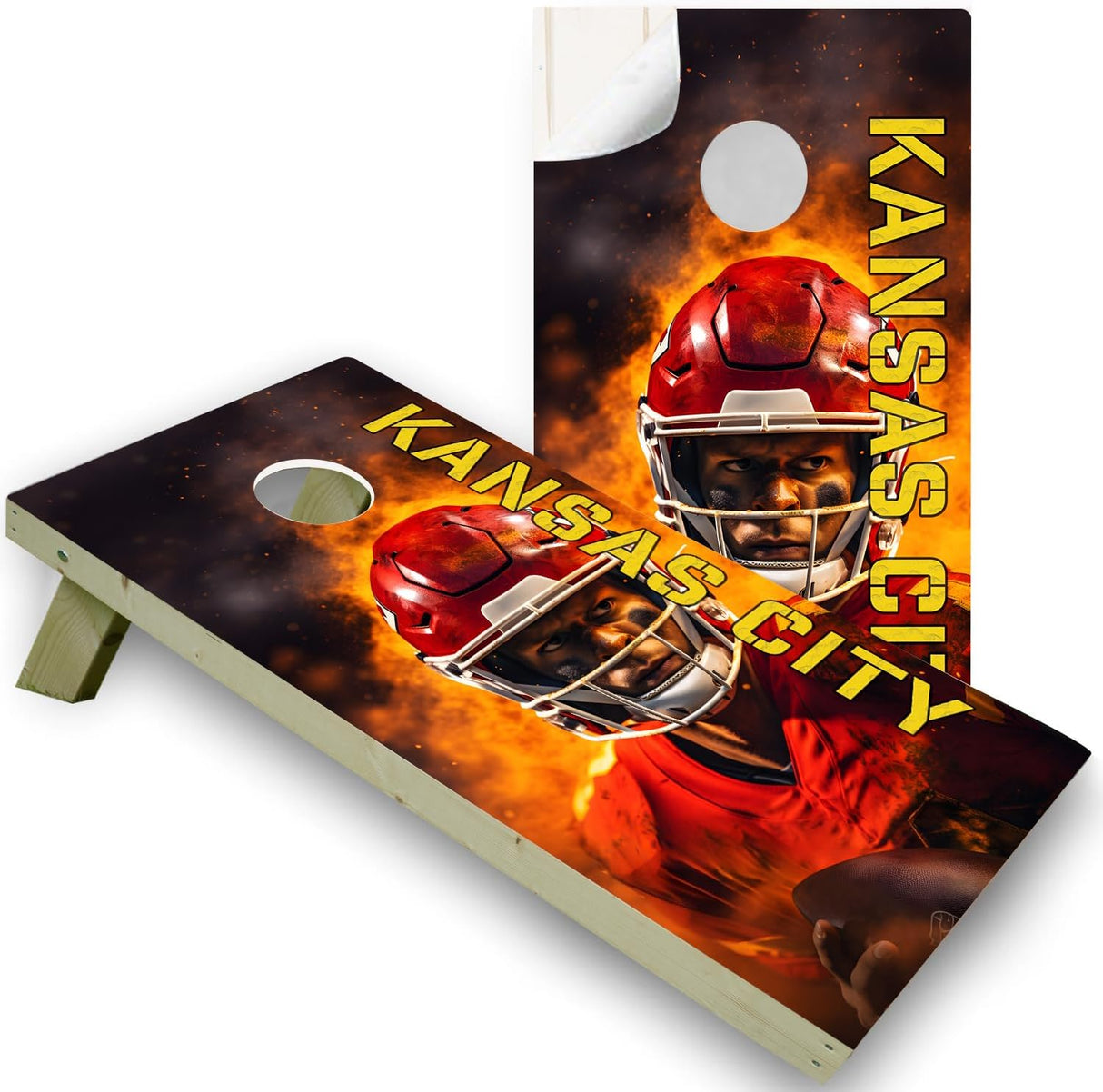 Kansas City Football Team Cornhole Decal, Cornhole Board Vinyl Wraps Only - Easy to Apply Adhesive Stickers - UV Protected & Printing, Set of Two - Cornhole Skins for Boards (48” x 24”) (Copy)