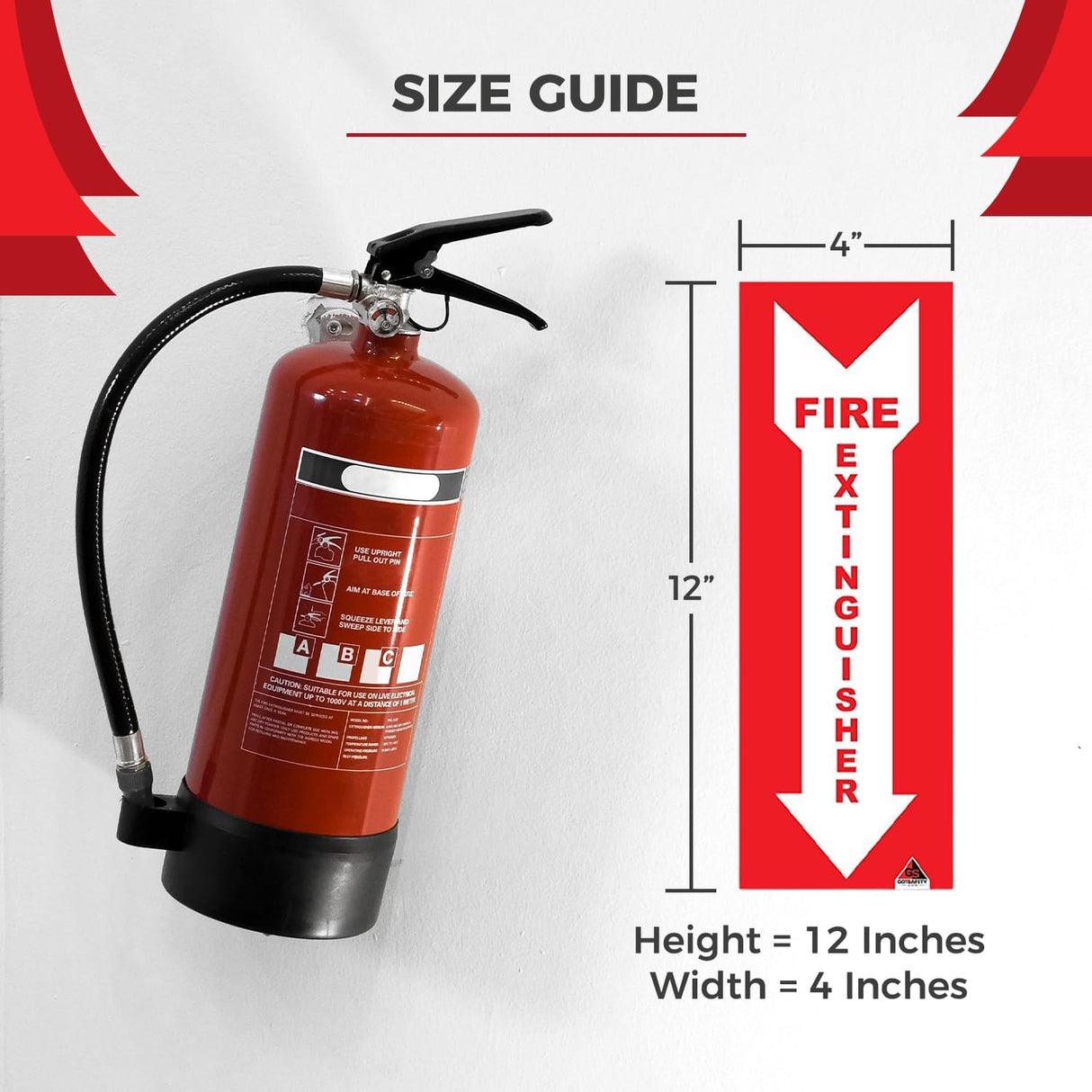Fire Extinguisher Sign Stickers – 4 Pack | Permanent Adhesive Vinyl, OSHA Compliant, Indoor/Outdoor
