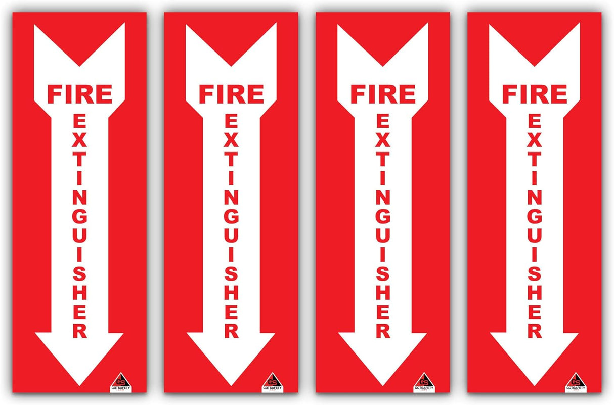Fire Extinguisher Sign Stickers – 4 Pack | Permanent Adhesive Vinyl, OSHA Compliant, Indoor/Outdoor
