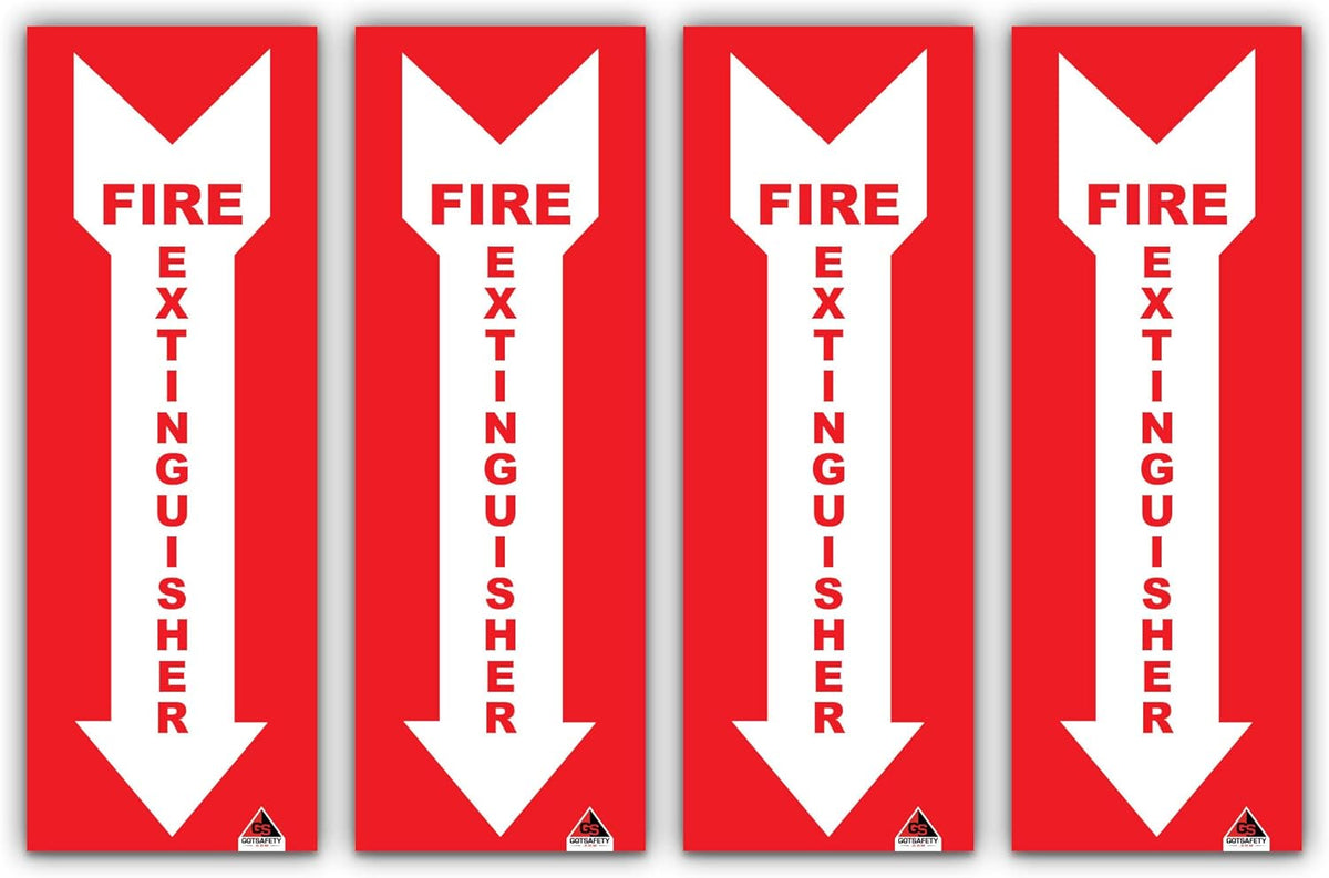 Fire Extinguisher Sign Stickers – 4 Pack | Permanent Adhesive Vinyl, OSHA Compliant, Indoor/Outdoor GotSafety.com