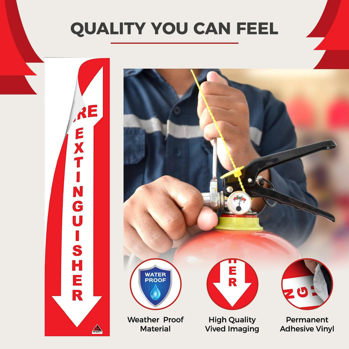Fire Extinguisher Sign Stickers – 4 Pack | Permanent Adhesive Vinyl, OSHA Compliant, Indoor/Outdoor