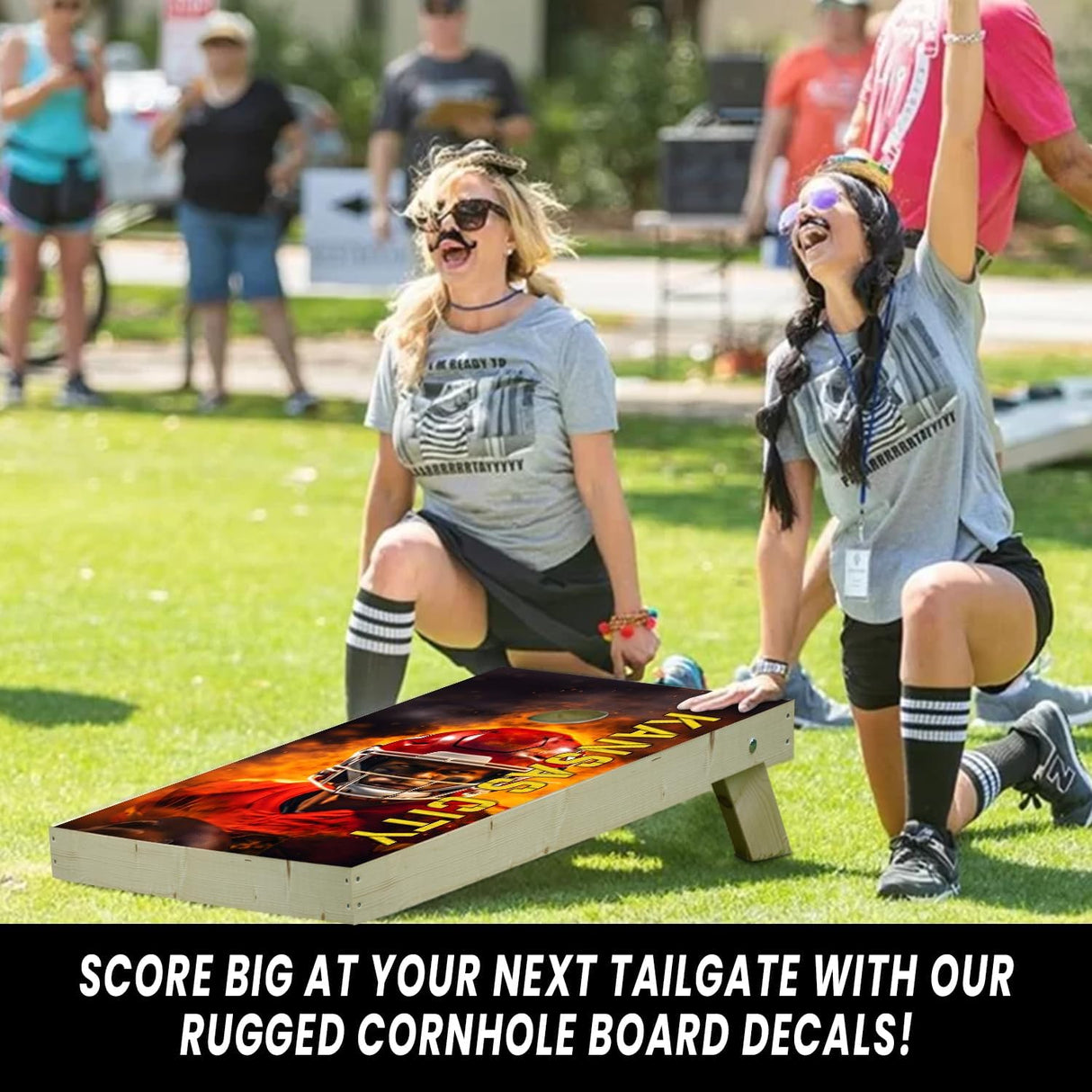 Kansas City Football Team Cornhole Decal, Cornhole Board Vinyl Wraps Only - Easy to Apply Adhesive Stickers - UV Protected & Printing, Set of Two - Cornhole Skins for Boards (48” x 24”) (Copy)