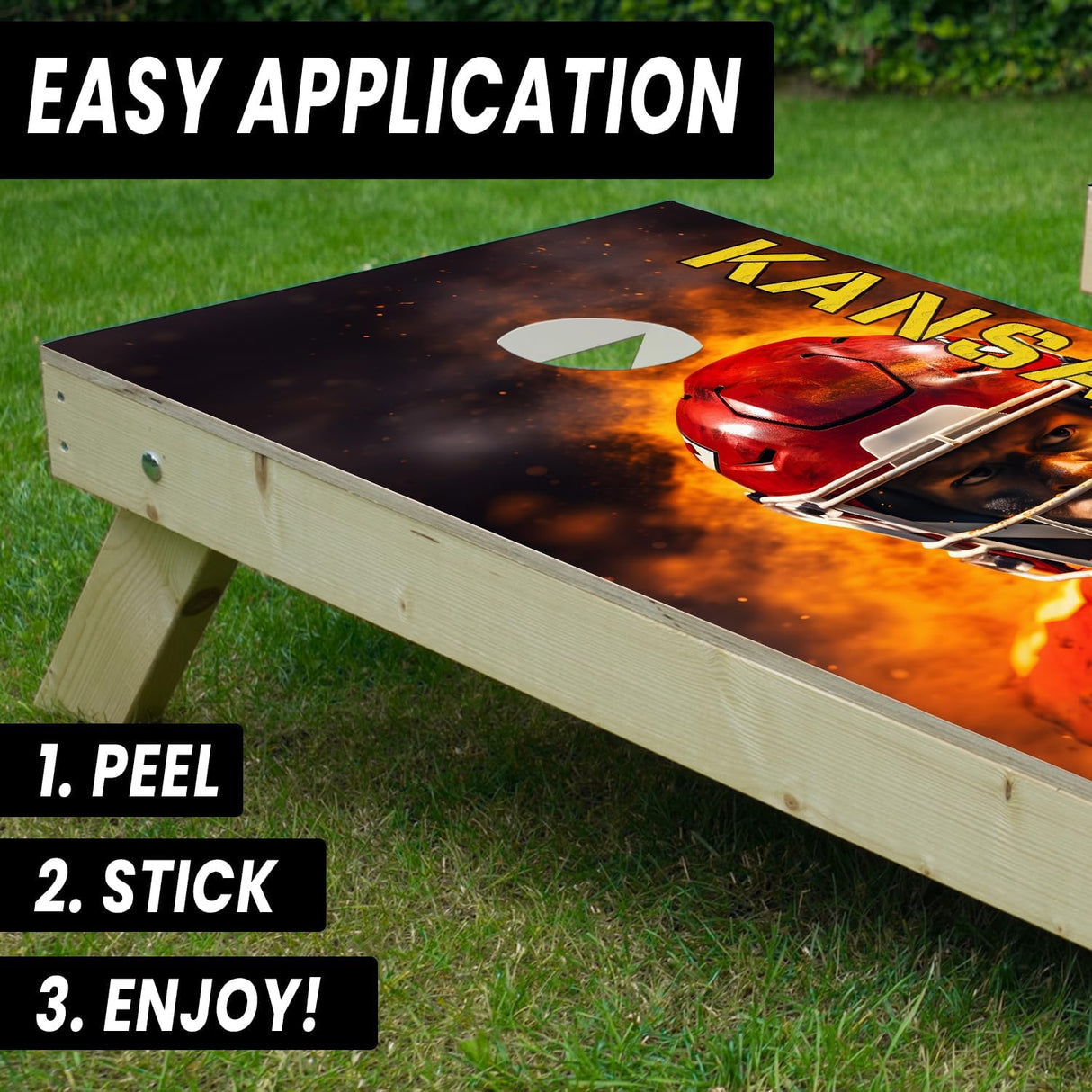 Kansas City Football Team Cornhole Decal, Cornhole Board Vinyl Wraps Only - Easy to Apply Adhesive Stickers - UV Protected & Printing, Set of Two - Cornhole Skins for Boards (48” x 24”) (Copy)