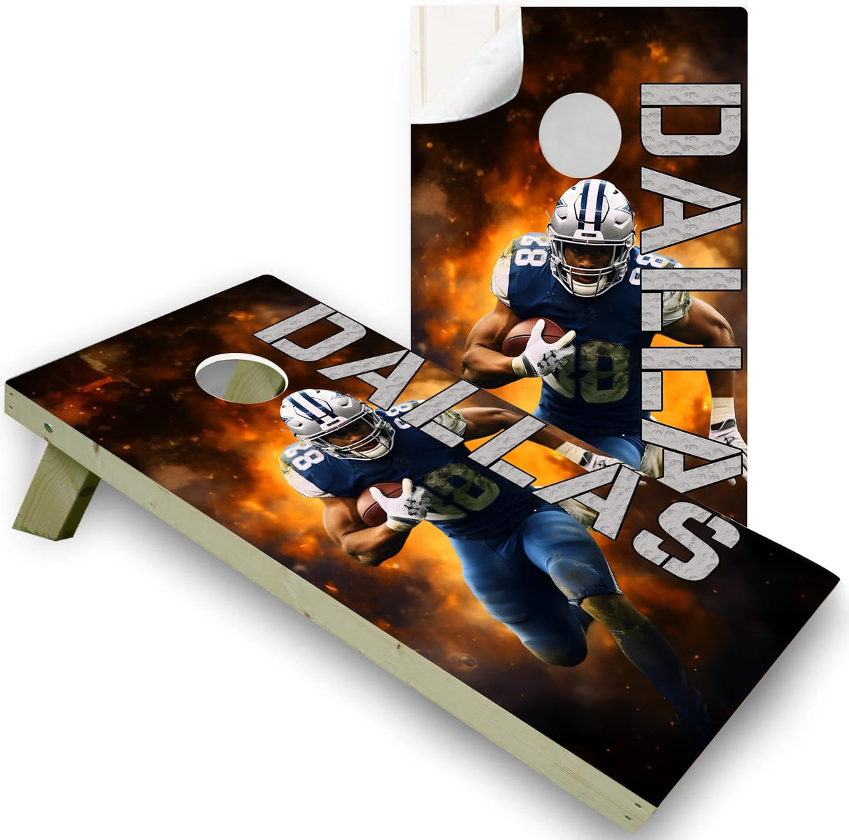 Dallas Football Team Cornhole Decal, Cornhole Board Vinyl Wraps Only - Easy to Apply Adhesive Stickers - UV Protected & Printing, Set of Two - Cornhole Skins for Boards (48” x 24”)