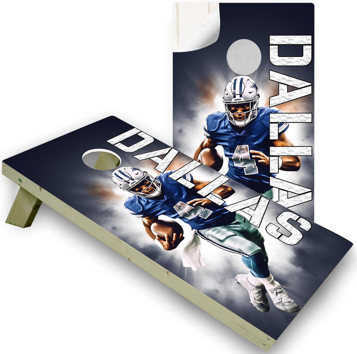 Dallas Football Team Cornhole Decal, Cornhole Board Vinyl Wraps Only - Easy to Apply Adhesive Stickers - UV Protected & Printing, Set of Two - Cornhole Skins for Boards (48” x 24”)