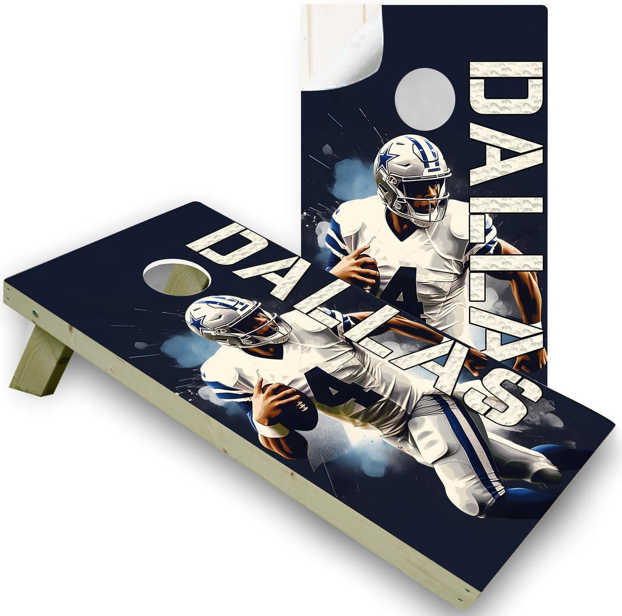 Dallas Football Team Cornhole Decal, Cornhole Board Vinyl Wraps Only - Easy to Apply Adhesive Stickers - UV Protected & Printing, Set of Two - Cornhole Skins for Boards (48” x 24”)