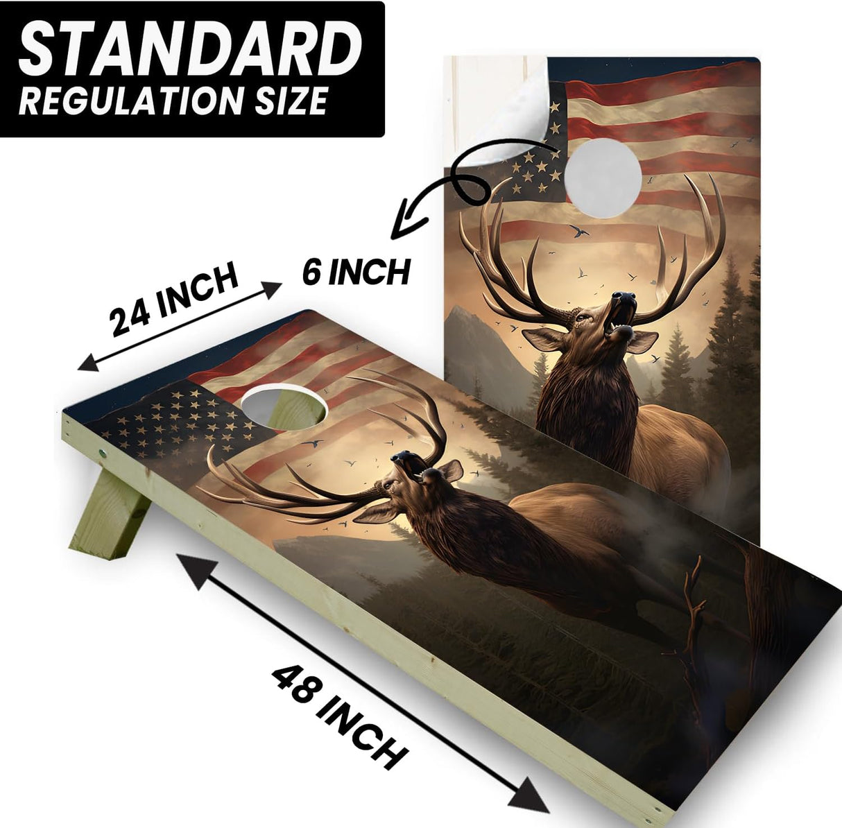 American Wildlife - Cornhole Board Vinyl Wraps Only - Durable and Easy to Apply & Adhesive - UV Protected & Printing, Set of Two - Cornhole Skins for Boards (48β x 24β)