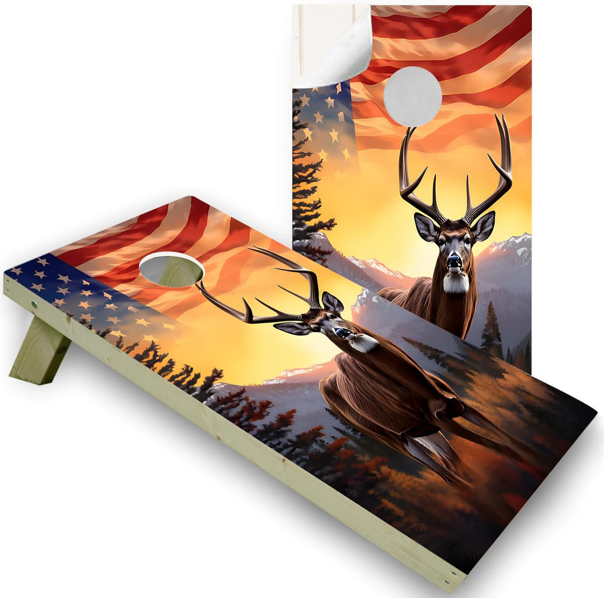 American Wildlife - Cornhole Board Vinyl Wraps Only - Durable and Easy to Apply & Adhesive - UV Protected & Printing, Set of Two - Cornhole Skins for Boards (48β x 24β)