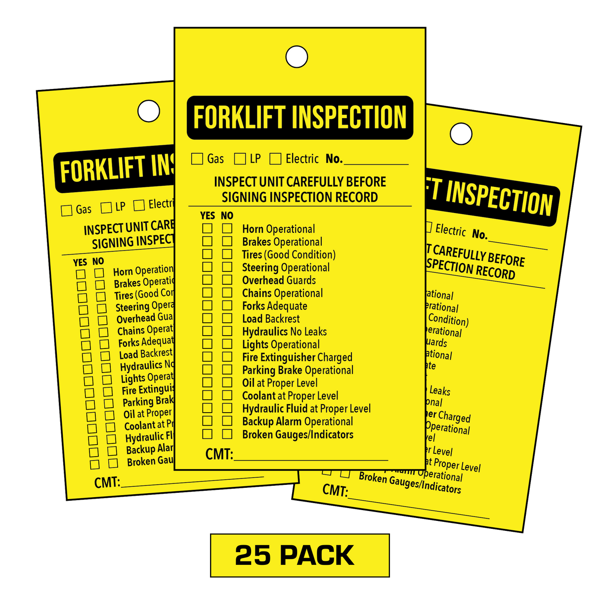 forklift inspection tags 25 pack yellow compliance record tags for daily equipment inspections