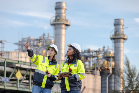 Safety professionals conducting a Cal/OSHA inspection readiness review at a California industrial workplace