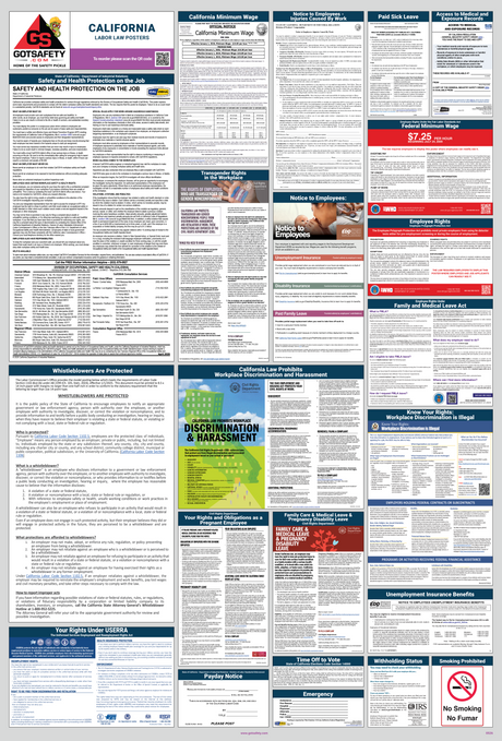 2027 California labor law poster with required state and federal workplace notices from GotSafety