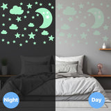 Glow in The Dark Stars & Moons Wall Decal Set - Quality Peel and Stick Vinyl Glow Stars - Perfect Ceiling Decorations for Kids Room, Playroom, & Classroom – Set of 85 Glowing Stars, Moons, & Clouds