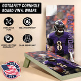 Baltimore Football Team Cornhole Decal, Cornhole Board Vinyl Wraps Only - Easy to Apply Adhesive Stickers - UV Protected & Printing, Set of Two - Cornhole Skins for Boards (48” x 24”)