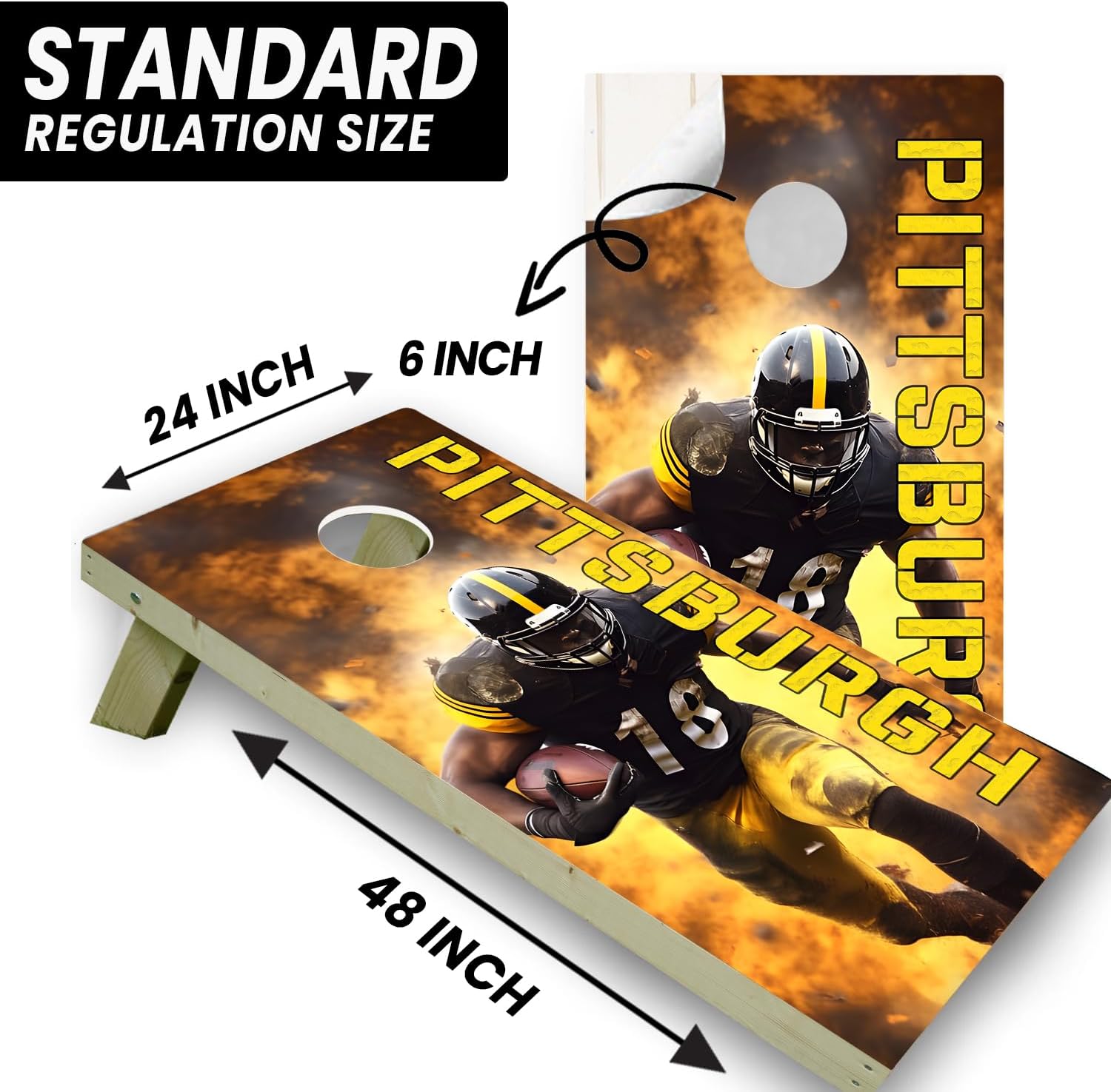 Pittsburgh Football Team Cornhole Decal, Cornhole Board Vinyl