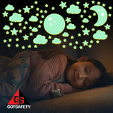 Glow in The Dark Stars & Moons Wall Decal Set - Quality Peel and Stick Vinyl Glow Stars - Perfect Ceiling Decorations for Kids Room, Playroom, & Classroom – Set of 85 Glowing Stars, Moons, & Clouds