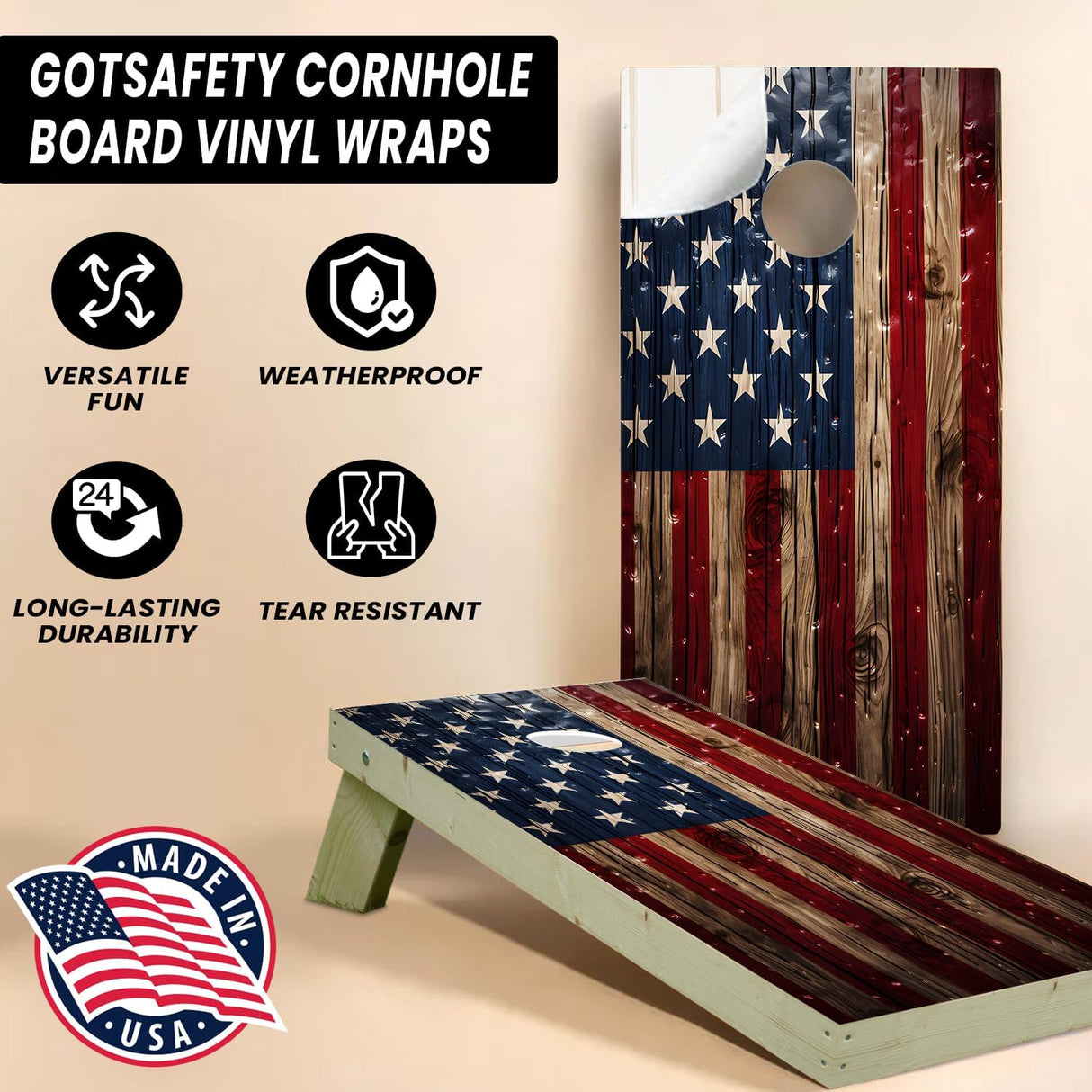 Patriotic Cornhole Board Decal