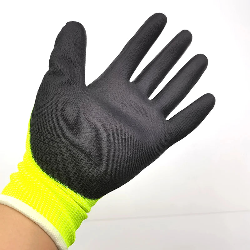 Milwaukee High-Visibility Cut Level 1 Gloves - Polyurethane-Dipped, Touchscreen Compatible, Breathable Safety Work Gloves