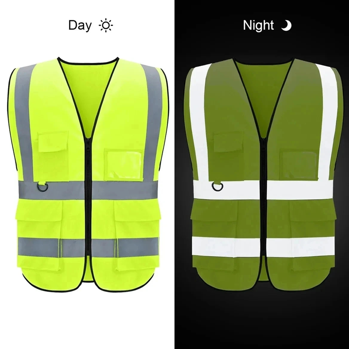 High-Visibility Reflective Safety Vest - Multi-Pocket Work Vest for Construction & Industrial Safety