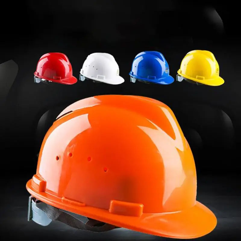 Hard Hat with 4-Point Ratchet Suspension - Impact-Resistant Safety Helmet for Construction & Industrial Use - Available in Orange, Red, Blue, White, and Yellow