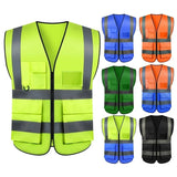 High-Visibility Reflective Safety Vest - Multi-Pocket Work Vest for Construction & Industrial Safety