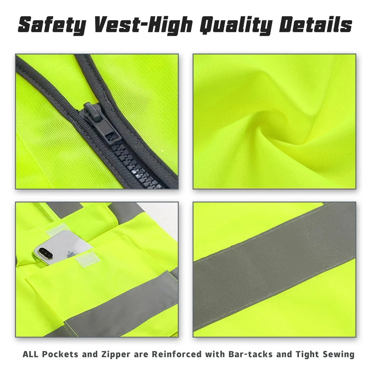 High-Visibility Reflective Safety Vest - Multi-Pocket Work Vest for Construction & Industrial Safety