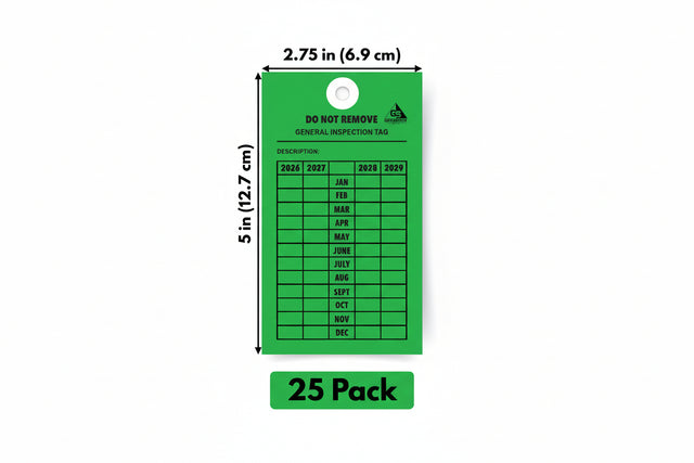 green monthly inspection tags used for safety equipment checklist and compliance tracking
