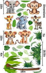 Baby Animal Wall Stickers - Premium Vinyl Animal Wall Decals for Nursery & Classroom - Decals for Kids Room Animal Wall Decor - Easy Application Adhesive Decals