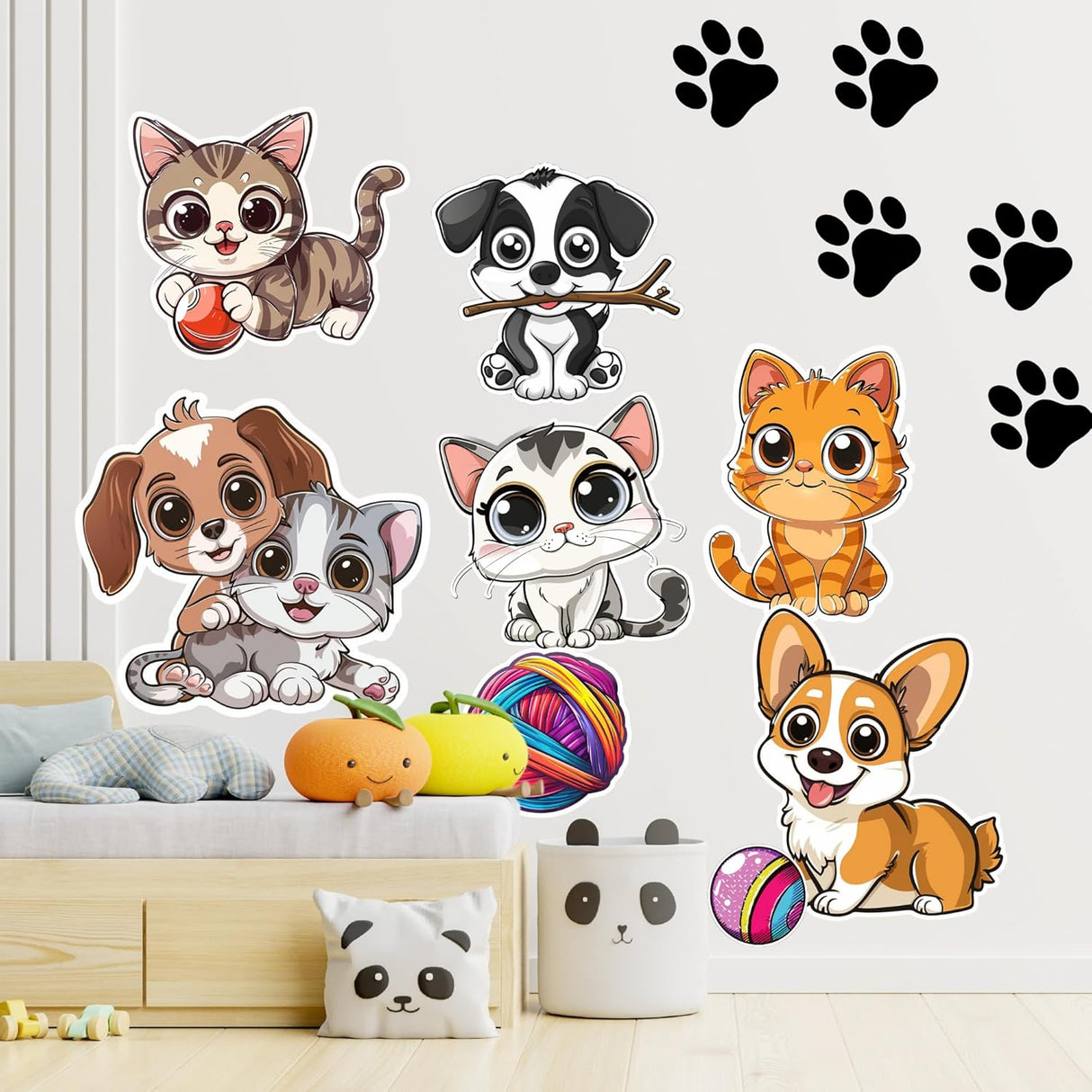 Baby Animal Wall Stickers - Premium Vinyl Animal Wall Decals for Nursery & Classroom - Decals for Kids Room Animal Wall Decor - Easy Application Adhesive Decals