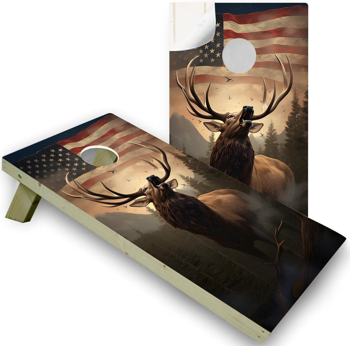 American Wildlife - Cornhole Board Vinyl Wraps Only - Durable and Easy to Apply & Adhesive - UV Protected & Printing, Set of Two - Cornhole Skins for Boards (48” x 24”)