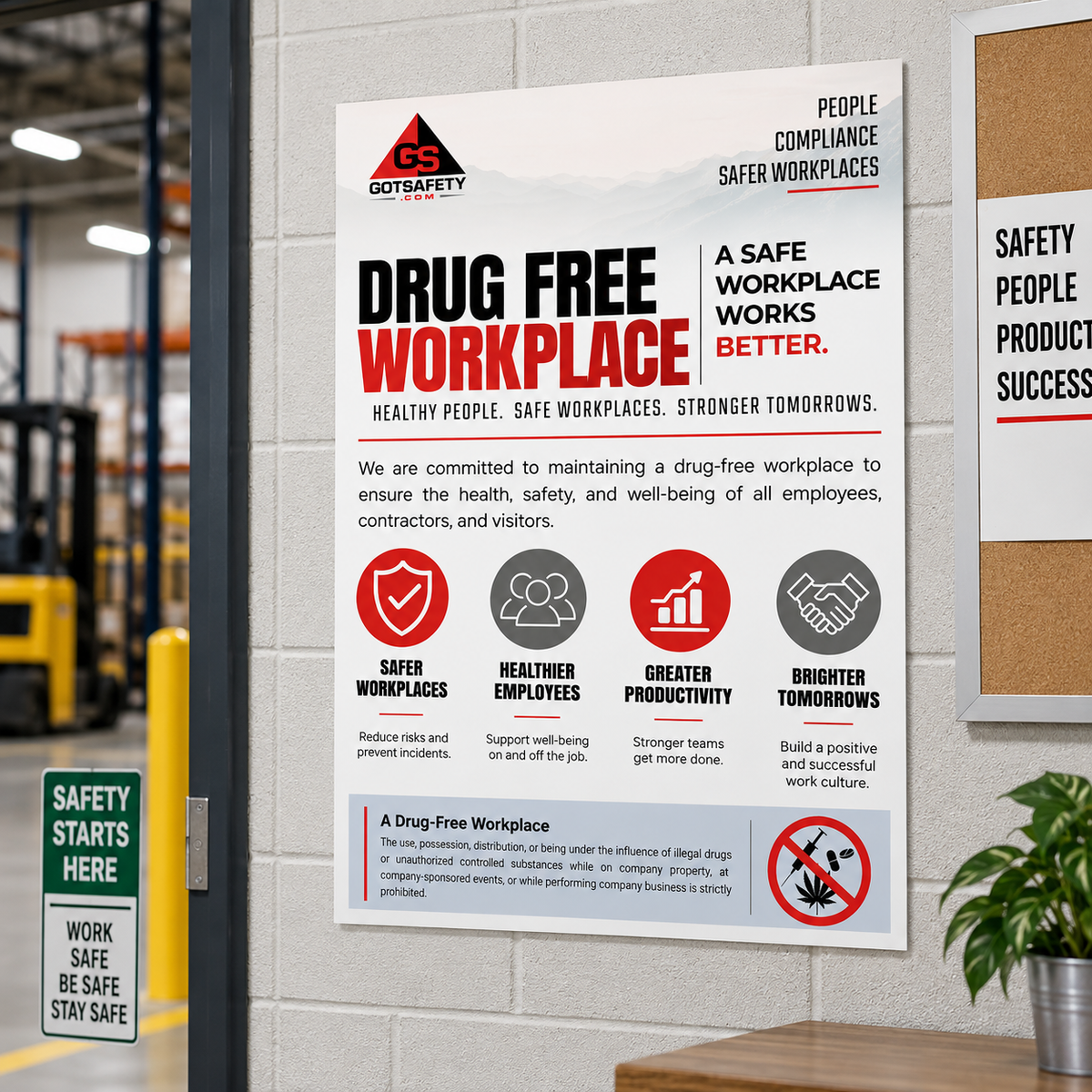 Drug-Free Workplace Poster - 24" x 32" Weather-Resistant | Workplace Safety & Awareness GotSafety.com
