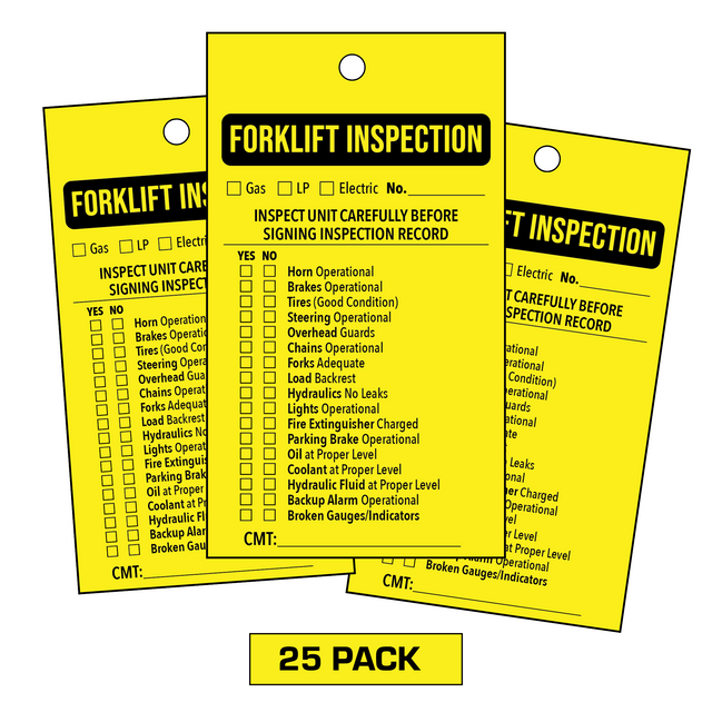 forklift inspection tags 25 pack yellow compliance record tags for daily equipment inspections