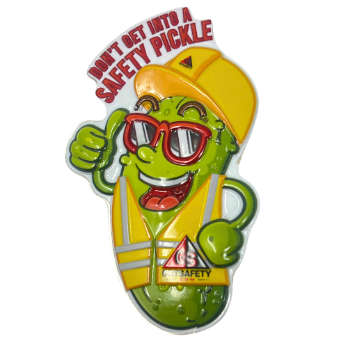Safety Pickle 3D Embossed Fridge Magnet featuring Pickle Pete mascot - GotSafety