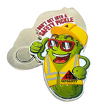 Safety Pickle Pickle Pete Embossed Metal Magnet - Side View - GotSafety Collectible